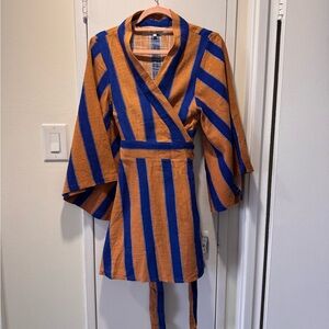 All That Remains Blue and Tan Wrap Mini Dress